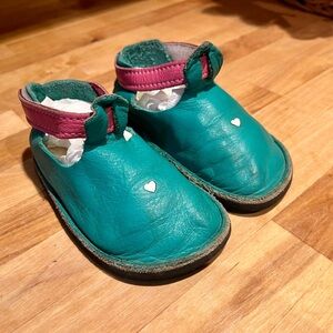 Toddler Teal and Pink Leather Mary Jane Shoes